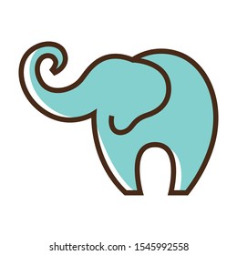Color icon elephant. Simple vector illustration with ability to change.