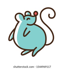 Color icon fat mouse. Simple vector illustration with ability to change.