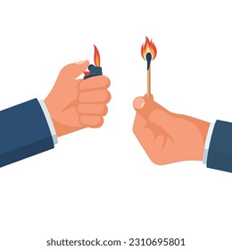 A Colored Match A Match Is A Stick Made Of Combustible Material Equipped  With An Incendiary Head Which Serves To Produce An Open Fire Vector  Illustration Isolated On A White Background For