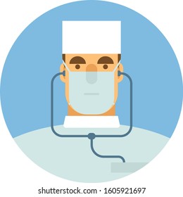 Color icon in a flat style with the image of a male doctor.