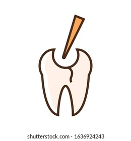 Color icon floss and tooth. Flat vector illustration.