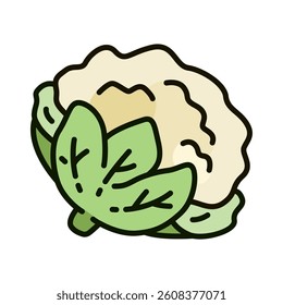 Color icon of fresh cauliflower vegetable in fresh and minimal design style. for mobile apps, logo, web design, print, ads, UI, and infographics