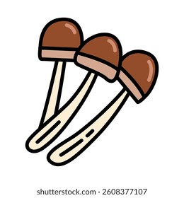 Color icon of fresh enoki mushroom vegetable in fresh and minimal design style. for mobile apps, logo, web design, print, ads, UI, and infographics