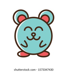 Color icon funny mouse. Simple vector illustration with ability to change.