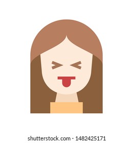 Color icon girl shows language. Simple vector illustration with ability to change.