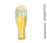 Color icon of a glass of beer on a white background. Foamy beer drinks, light beer. Booze for holidays, oktoberfest