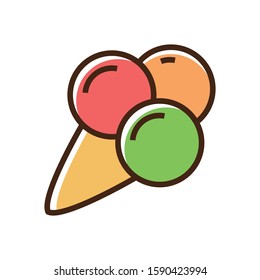 Color icon ice cream with balls. With the ability to change the line thickness.