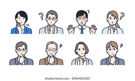 Color Icon Illustration Set of Business Person with Distressed Look