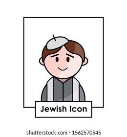 Color icon of a Jewish person.  Jewish religion character.  editable vector.