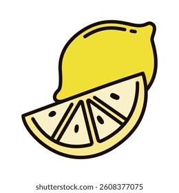 Color icon of juicy lemon fruit in fun and modern graphic style. for infographics, logo, print, mobile apps, web, UI, and digital ads