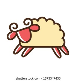 Color icon lamb in jump. Simple vector illustration with ability to change.