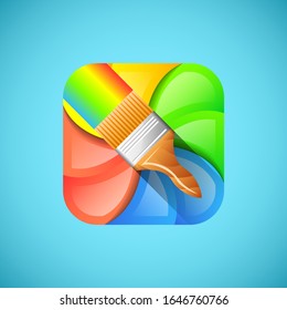 Pintura del vector de pincel con logotipo de icono de color