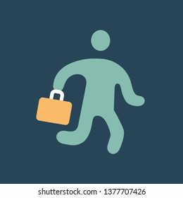 Color icon man runs with a suitcase