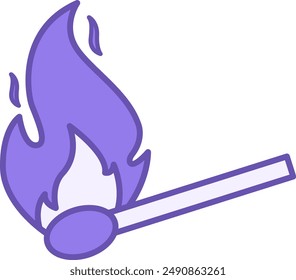 Color Icon Match. Burning Match Vector Icon. Danger Symbol and Flammable Object. Camping and Tourism Concept
