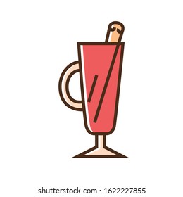Color icon mulled wine. Flat vector illustration.