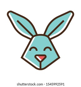 Color icon muzzle of rabbit. Simple vector illustration with ability to change.