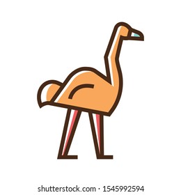 Color icon ostrich. Simple vector illustration with ability to change.