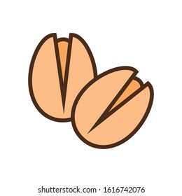 Color icon pistachios. Simple vector illustration with ability to change.