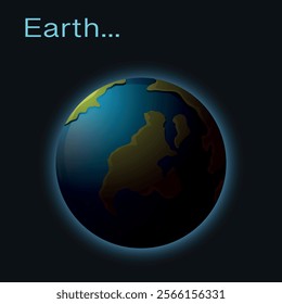 color icon of the planet Earth with continents. 3D. Vector on a black background