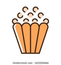 Color icon popcorn. Flat vector illustration.