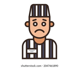 color icon of a prisoner in a striped uniform. Flat character vector illustration.