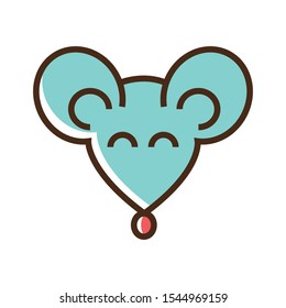 Color icon rat face. Simple vector illustration with ability to change.
