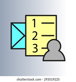 Color icon recipient list message, letter, e-mail, SMS, email, mail, data