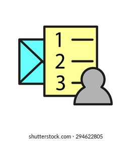 Color icon recipient list message, letter, e-mail, SMS, email, mail