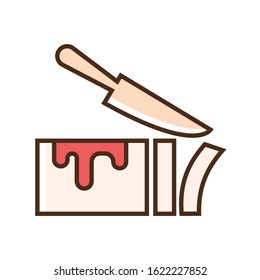 Color icon roll and knife. Flat vector illustration.