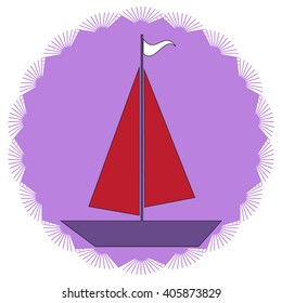 color icon with sailboat