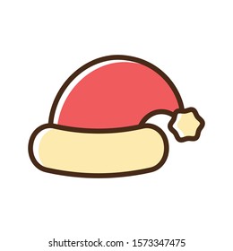 Color icon Santa hat. Simple vector illustration with ability to change.