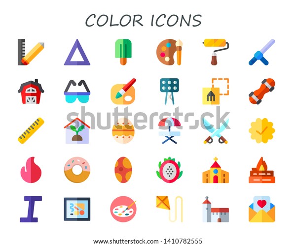 Color Icon Set 30 Flat Color Stock Vector (Royalty Free) 1410782555 ...