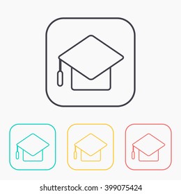 color icon set of academic hat 