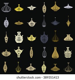 color icon set with amphora