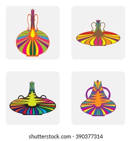 color icon set with amphora