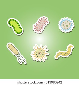 color icon set with Bacteria for your design
