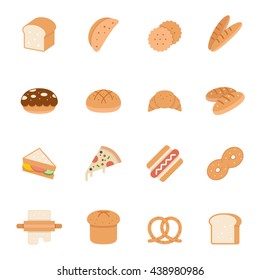 Color icon set - bread and bakery