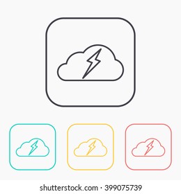 color icon set of cloud and lightning 