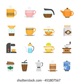 Color icon set - coffee and tea