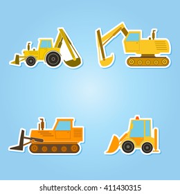 color icon set with construction machines for your design