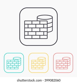 color icon set of firewall and database 