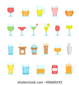 Color icon set - glass and beverage