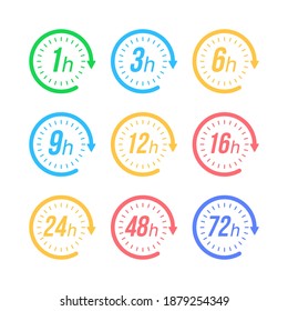 Color icon set hours, great design for any purposes. Time icon vector. Vector illustration.