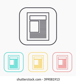 color icon set of newspaper article 