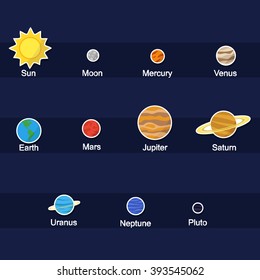 color icon set with Planets for your design