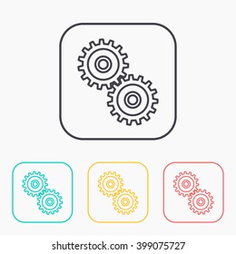 color icon set of two gears 