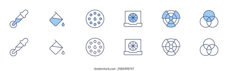 Color icon set in two styles, Duotone and Thin Line style. Editable stroke. art, fill, color, color wheel, pantone, colour.