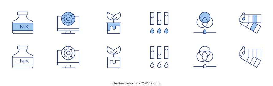 Color icon set in two styles, Duotone and Thin Line style. Editable stroke. ink, rgb, pantone, color, dye.