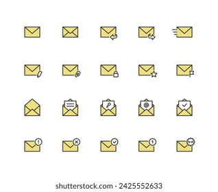 Color icon set of various emails.