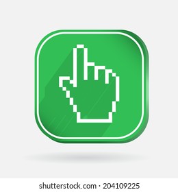 Color icon with shadow. mouse hand cursor. pixel view